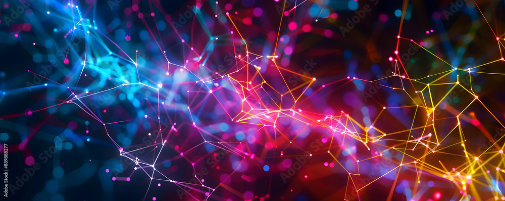 Abstract Background with Colorful Glowing Lines and Bokeh Abstract Background with Colorful Glowing Lines and Bokeh