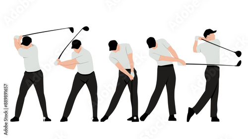 Vector illustration of golf tutorial,man doing golf,how to golf golf step for education,poster,learning,school and more 