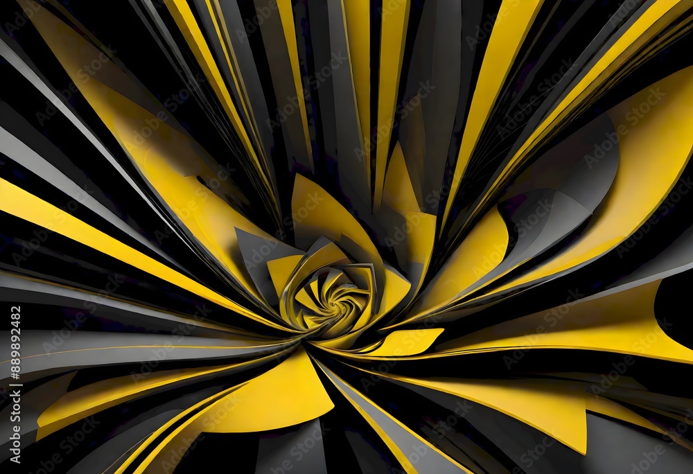 Dynamic abstract art featuring a swirling pattern of yellow and black ...