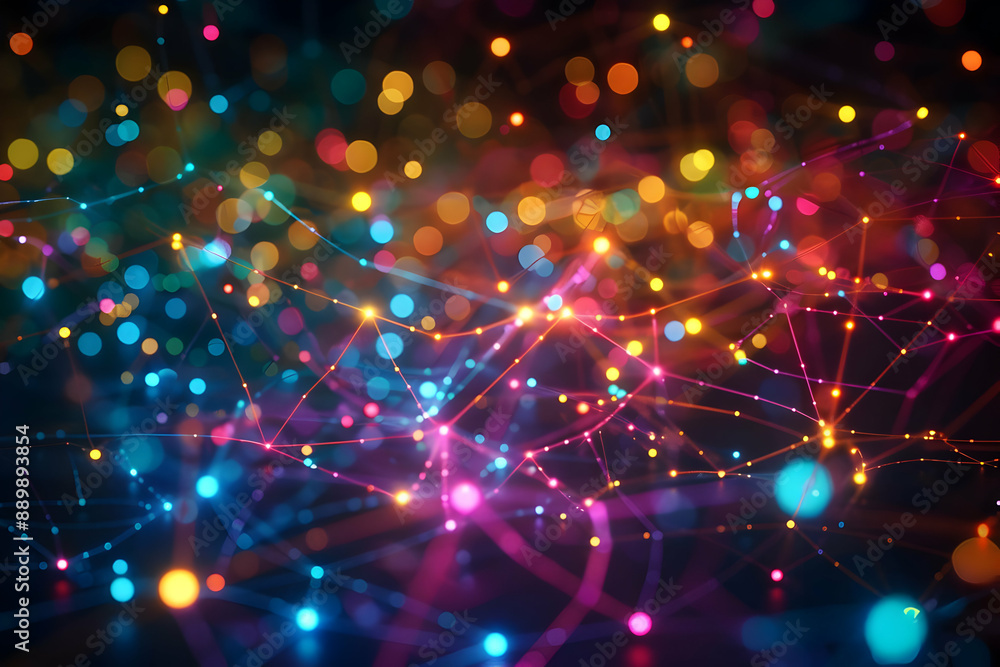 Abstract 3D Background With Neon Lines and Lights Abstract 3D Background With Neon Lines and Lights