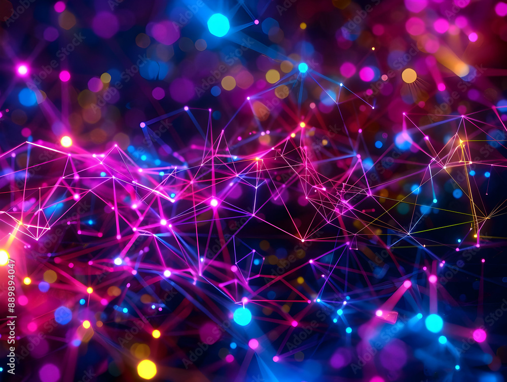 Abstract Background with Neon Lines and Bokeh Abstract Background with Neon Lines and Bokeh