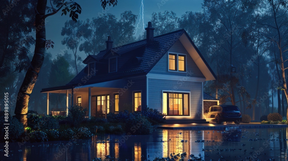 House in the Woods at Night House in the Woods at Night