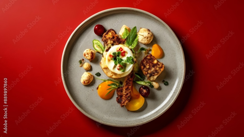Deliciously arranged gourmet meal on a plate Deliciously arranged gourmet meal on a plate