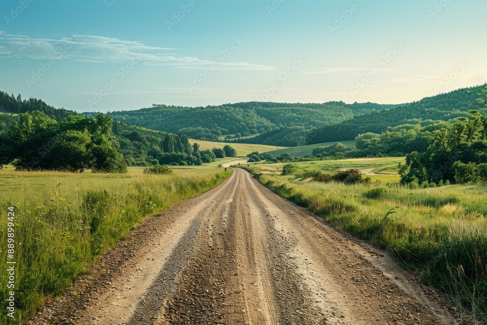 A road leading to the horizon, at the end of it is a green forest at daytime. A road leading to the horizon, at the end of it is a green forest at daytime.