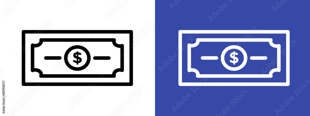 Dollar banknote money logo sign set vector outline Dollar banknote money logo sign set vector outline