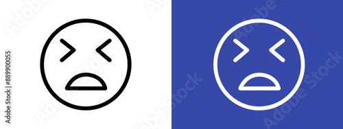 Desperate emoji logo sign set vector outline