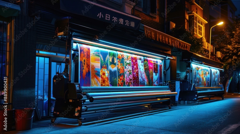 Large Format Printing Machine at Night Large Format Printing Machine at Night