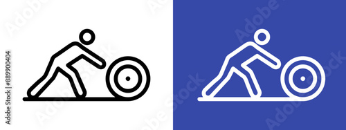 Man rolling carpet mat logo sign set vector outline