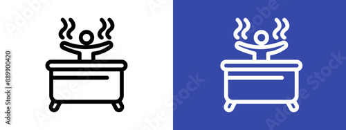 Man relaxing in jacuzzi logo sign set vector outline