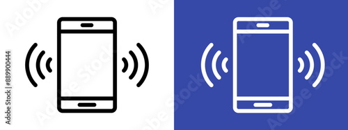 Mobile phone vibrating logo sign set vector outline