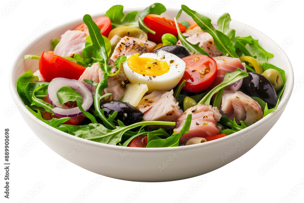 Delicious and Fresh Salad with Tuna, Egg, and Vegetables Delicious and Fresh Salad with Tuna, Egg, and Vegetables