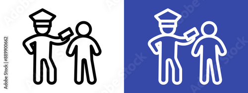 Police officer giving fine logo sign set vector outline