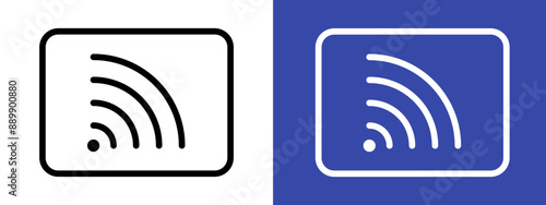 Screen cast logo sign set vector outline