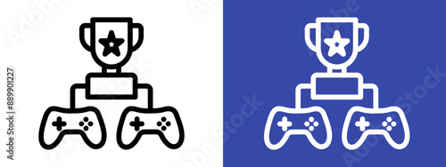 Video game contest logo sign set vector outline