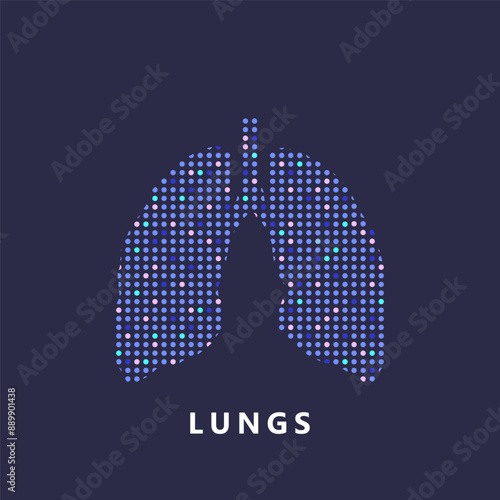 Human lungs Logo silhouette design vector template. simple icon Lungs, Respiratory System creative pixel art concept. abstract Lung care Logotype icon Vector illustration. EPS 10