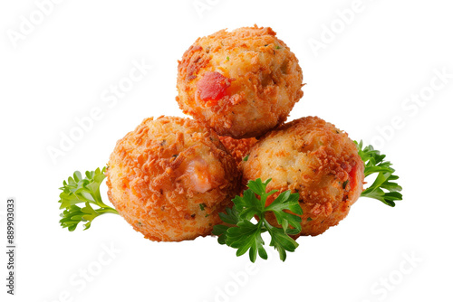 Crispy Fried Food Balls with Parsley photo