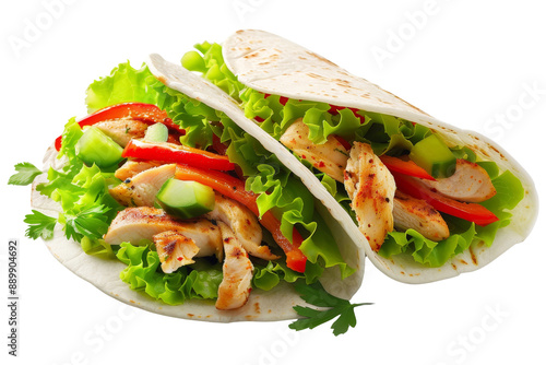 Chicken Tortilla Wrap with Lettuce, Cucumber, and Red Pepper