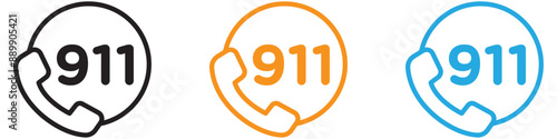 Call 911 phone number vector logo set collection for web app ui