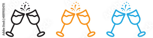 Champagne toast vector logo set collection for web app ui © Krupal