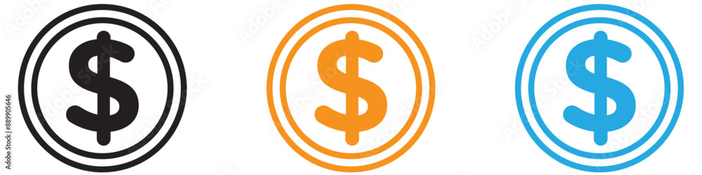 Obraz premium Dollar vector logo set collection for web app ui