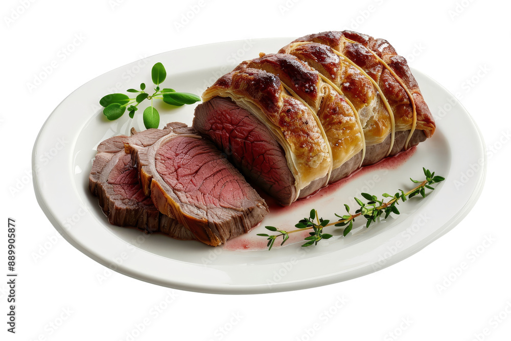Beef Wellington on White Plate Beef Wellington on White Plate