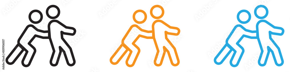 Man pushing another person vector logo set collection for web app ui Man pushing another person vector logo set collection for web app ui