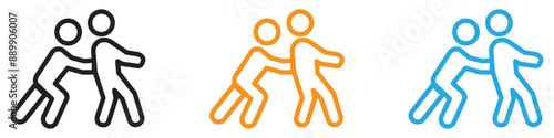 Man pushing another person vector logo set collection for web app ui