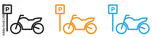 motorbike parking vector logo set collection for web app ui