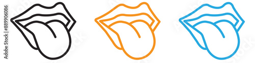 Mouth sticking tongue out vector logo set collection for web app ui