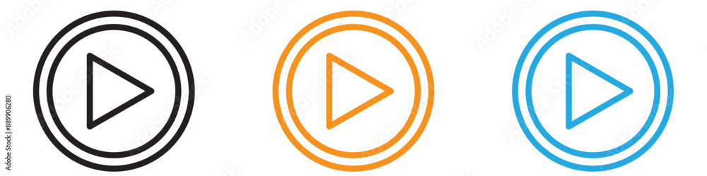 Play button vector logo set collection for web app ui