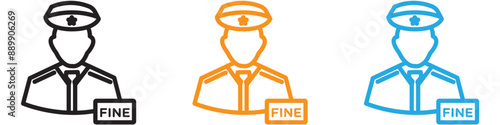 Police officer giving fine vector logo set collection for web app ui