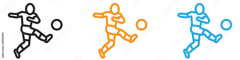 Soccer player with ball vector logo set collection for web app ui Soccer player with ball vector logo set collection for web app ui