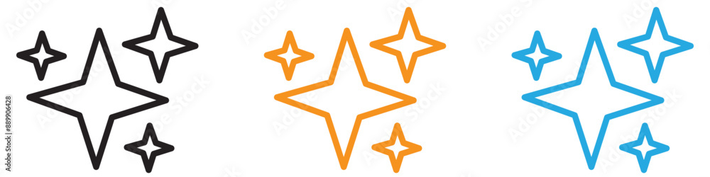 Sparkles shine vector logo set collection for web app ui