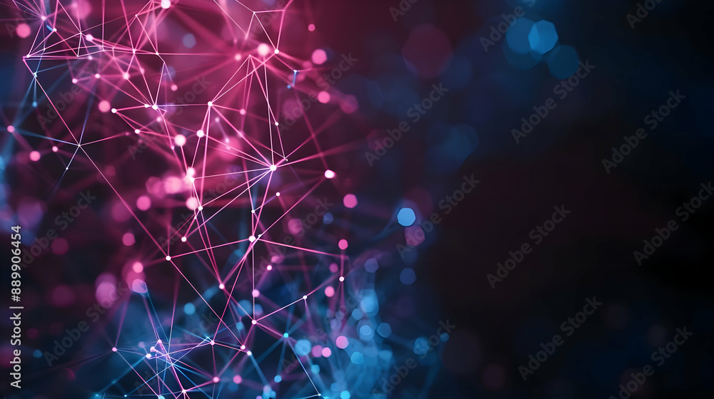 Fototapeta premium Abstract 3D Background with Pink and Blue Network
