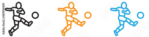 Soccer player with ball vector logo set collection for web app ui