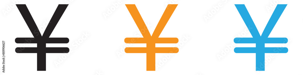 Obraz premium Yen sign vector logo set collection for web app ui