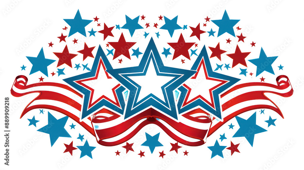 Fourth of July Decorations: Patriotic Fourth of July decor isolated on a pure white background Fourth of July Decorations: Patriotic Fourth of July decor isolated on a pure white background