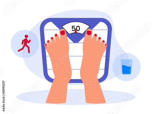 Weight scale. Weight loss vector Illustration