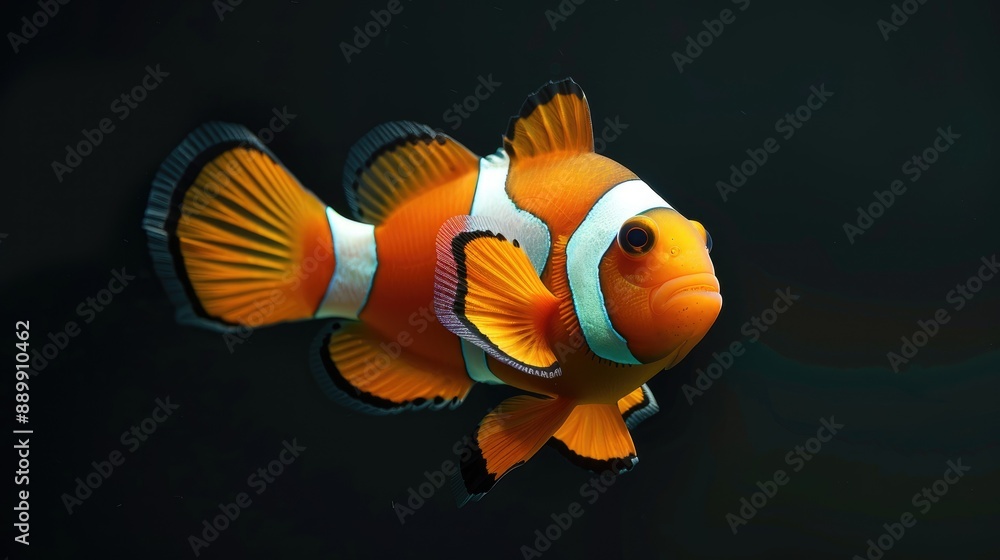 Naklejka premium Clownfish Swimming Against a Dark Background