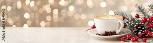 Cappuccino coffee cup with written Merry Christmas © peera