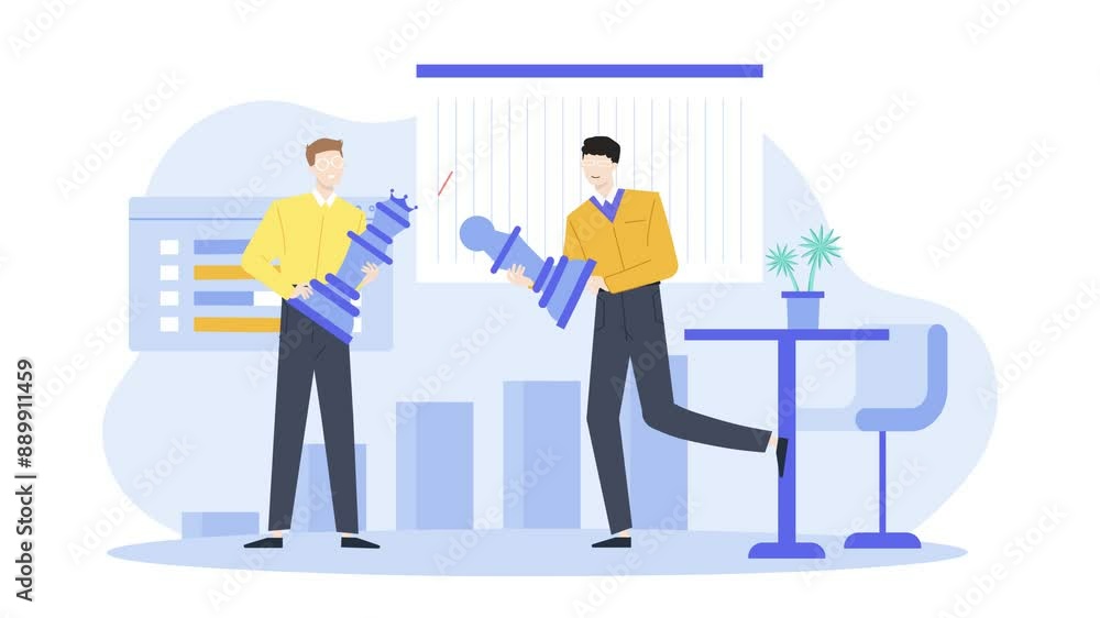 illustration of business teamwork discussing business strategy and management animated video illustration of business teamwork discussing business strategy and management animated video
