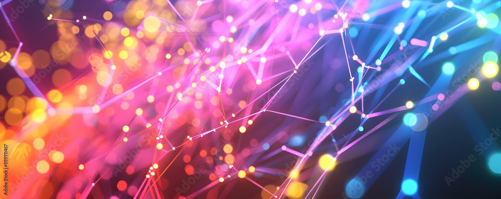 Obraz premium Abstract Background with Colorful Lines and Bokeh
