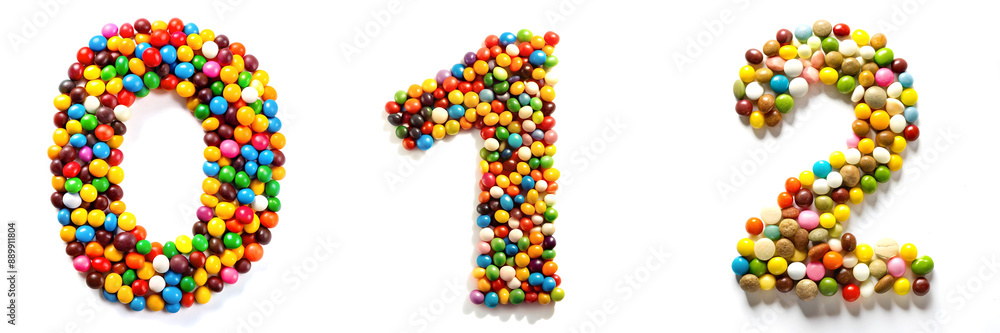 Numbers 0, 1, 2. Colorful Candy Confetti Alphabet: Sweet and Festive Letters. Numbers 0, 1, 2. Colorful Candy Confetti Alphabet: Sweet and Festive Letters.