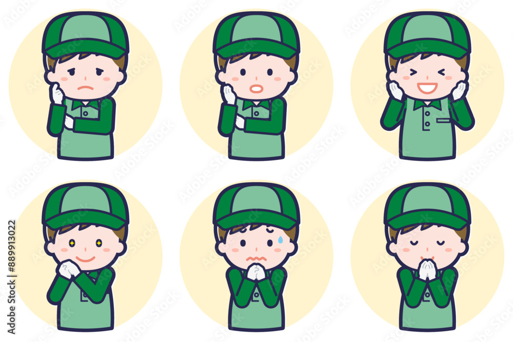 男性配達員のポーズセット_04