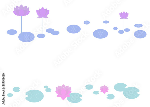 シンプルな蓮と睡蓮のフレームイラスト