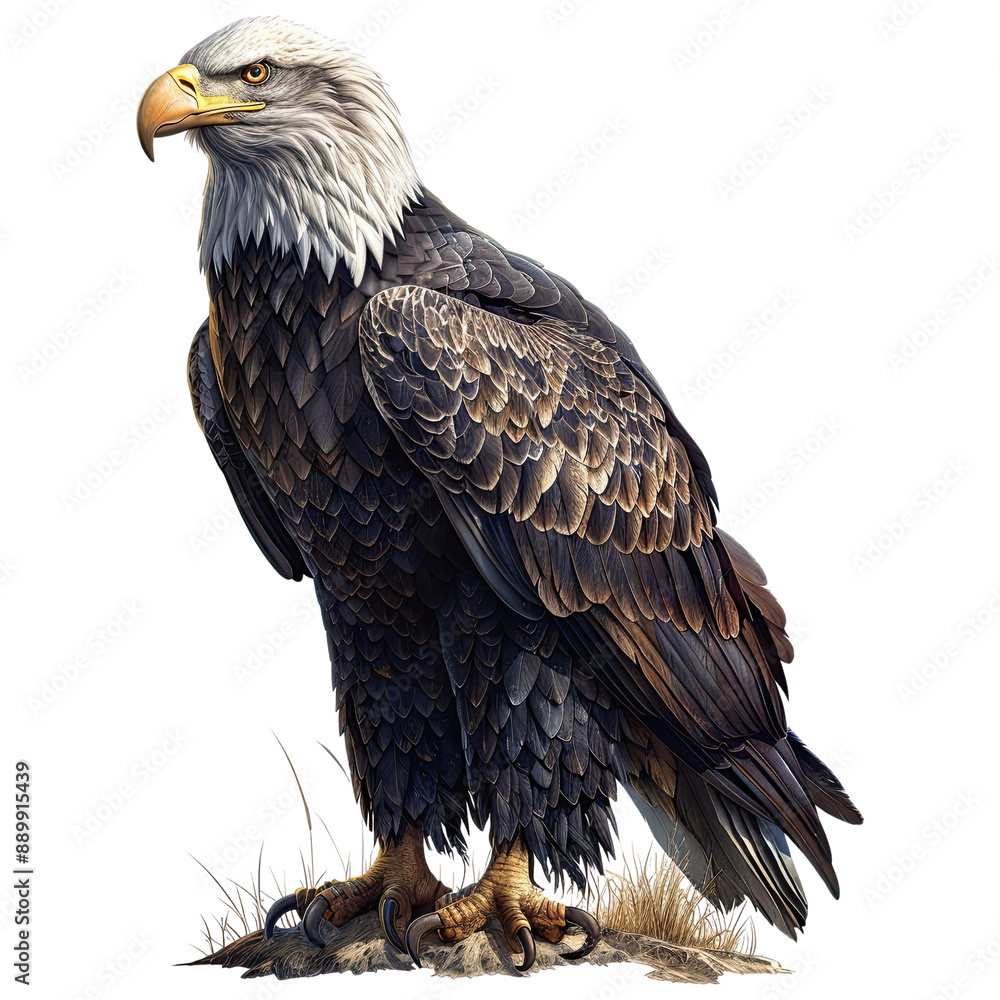 Naklejka premium Majestic Bald Eagle Standing Proudly , transparent background