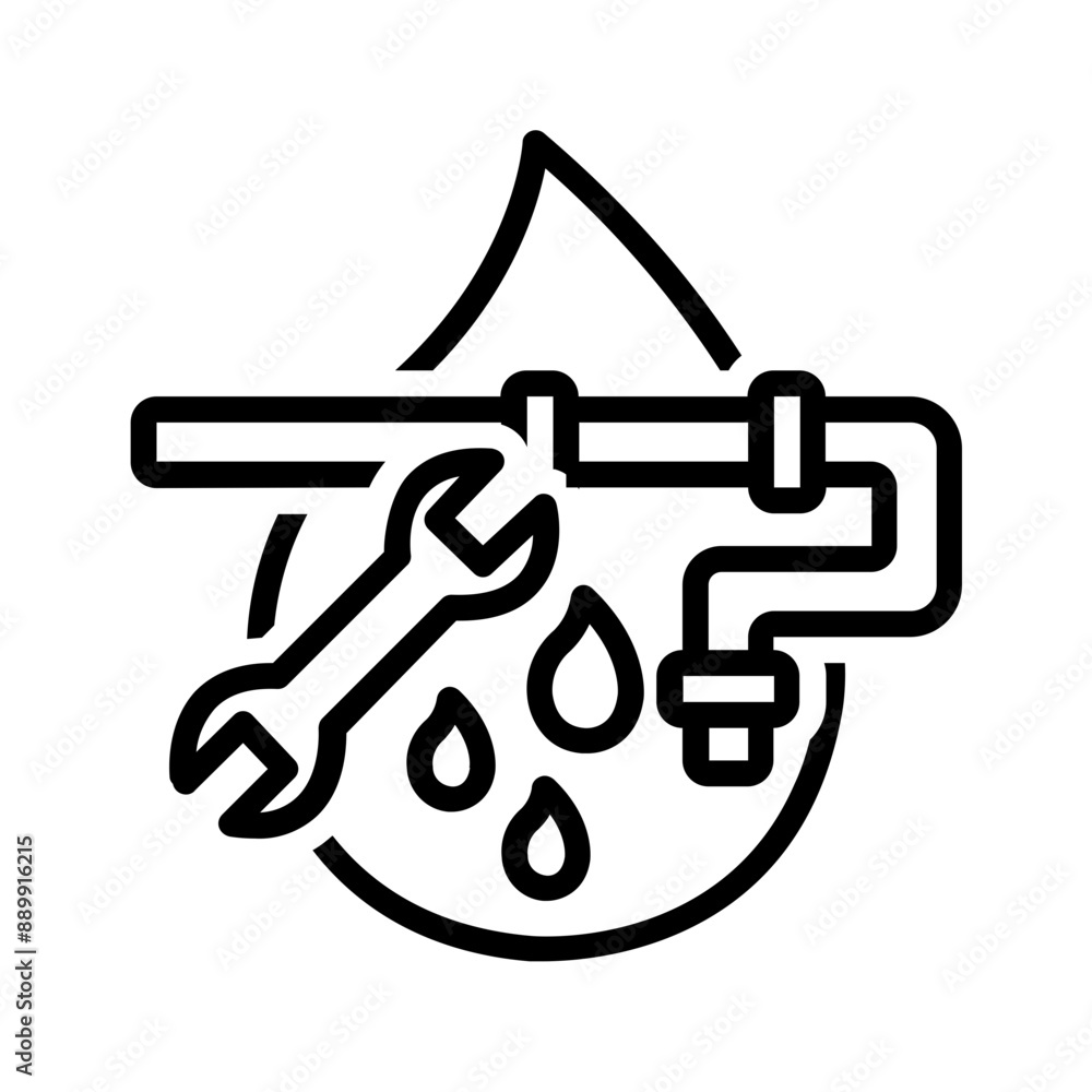 Vector black line icon for Leakage Vector black line icon for Leakage