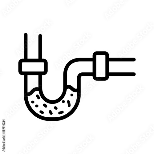 Vector black line icon for Clogged pipe