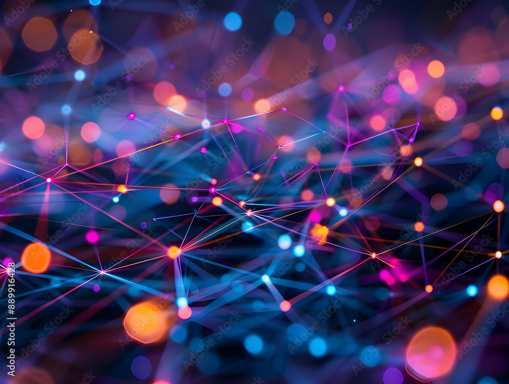 Abstract Background with Colorful Lines and Bokeh Lights Abstract Background with Colorful Lines and Bokeh Lights