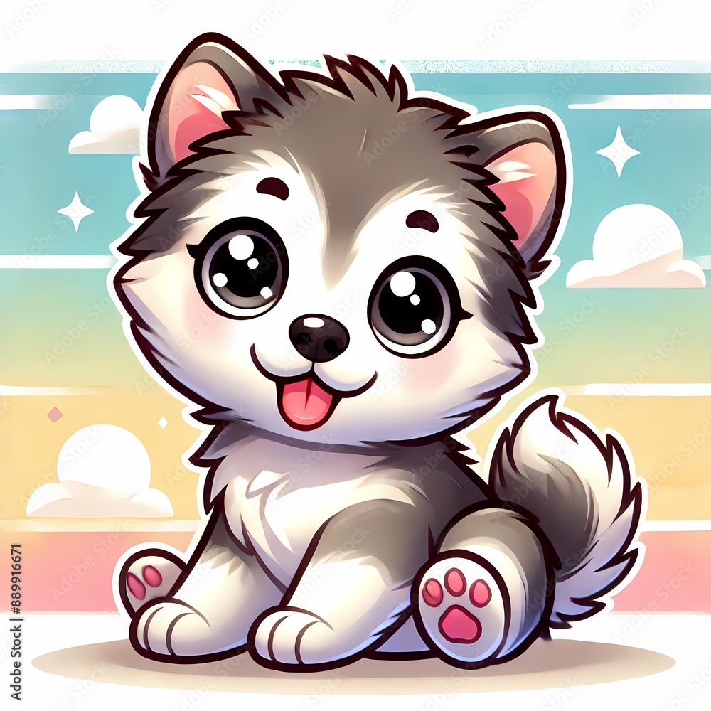 Cute Alaskan Malamute cartoon dog Cute Alaskan Malamute cartoon dog